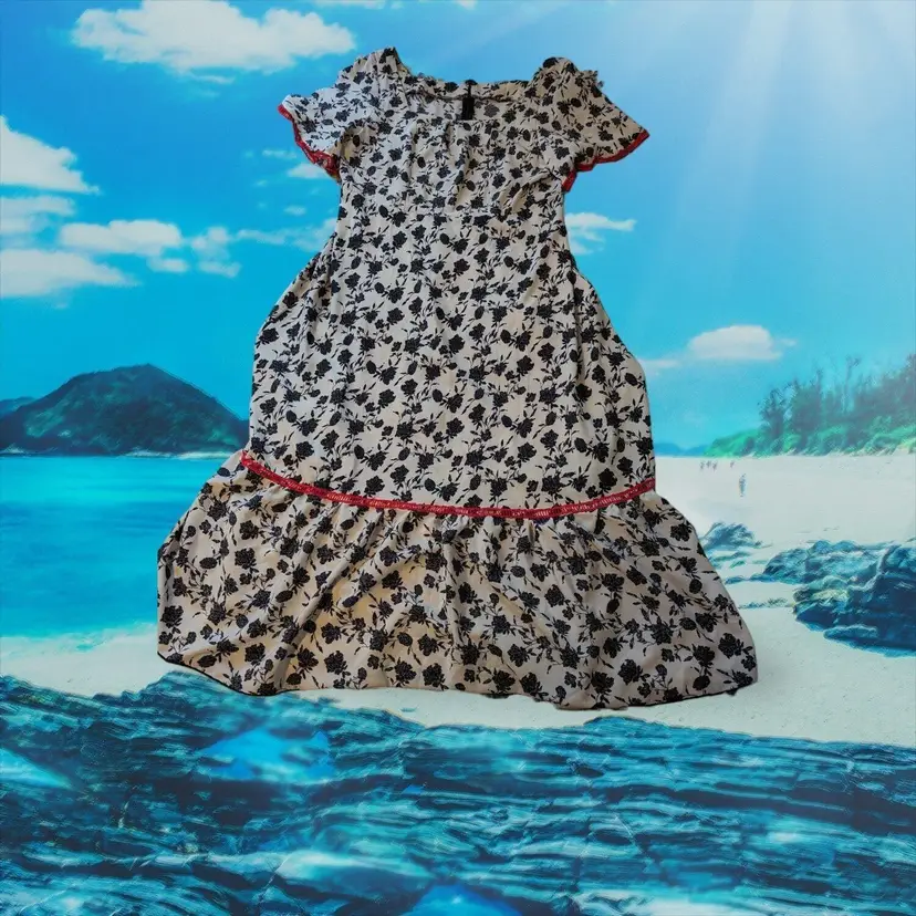 SHEIN Curve Short Sleeve Dress Womens Plus Size 1X White W/ Small Black Flowers