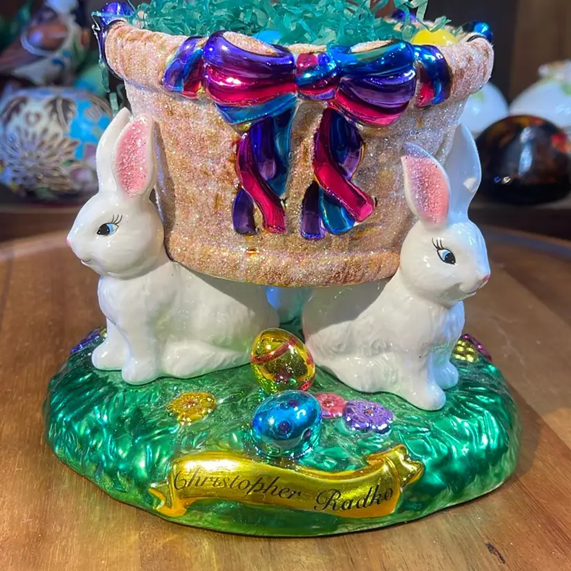 Christopher Radko Bunny Ceramic Candy Dish