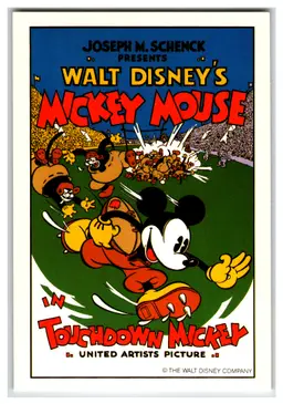 Mickey Mouse Touchdown Disney Football Cartoon Art Postcard H.S. Crocker