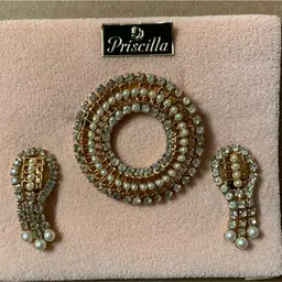 Vintage Demi Purure Set Of  Priscilla Jewelry In Original Box.