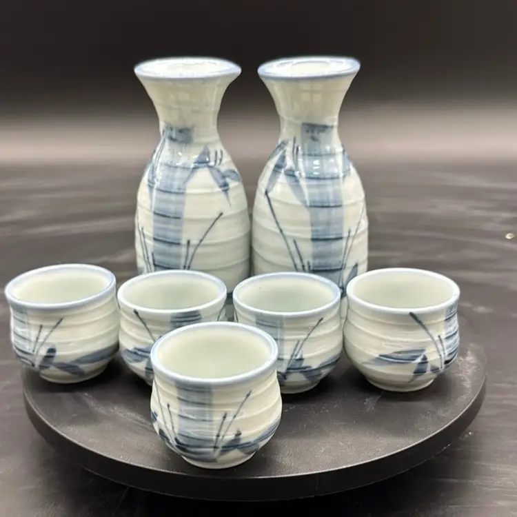 Spiral Bamboo 2 Sake Leaf 2 inch Set of 5 Sake Cups