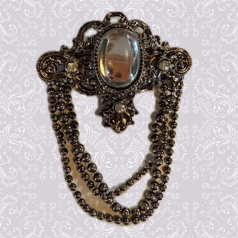 West Germany Glass Cabachon Brooch