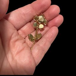 Vintage Goldtone Nolan Miller Glass Crystal Flower Brooch . 1990s. Gorgeous Colors.