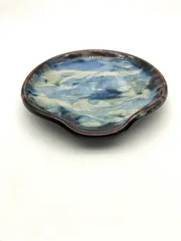 BIN - Studio Pottery Spoon Rest Signed 5.5”