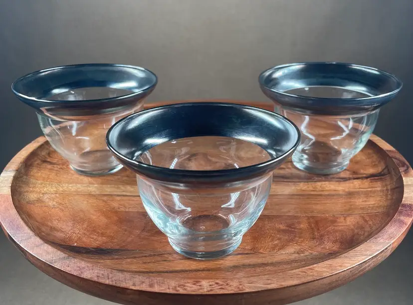 Vintage Silver Rimmed Barware Kitchen Glasses