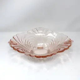 Cambridge Caprice Pink Oval Console Bowl Footed Glass 1930s Depression (0023-26)