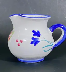 *VTG* Solimene Vietri Ceramic Floral Art Pottery Creamer/Vase Made in Italy 3.5"