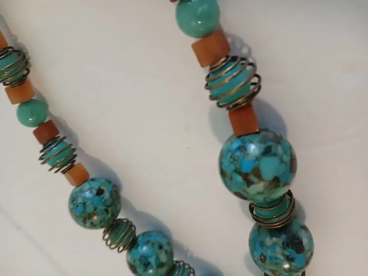 Turquoise & Aventurine 18" with 2" Pendant Handmade Necklace