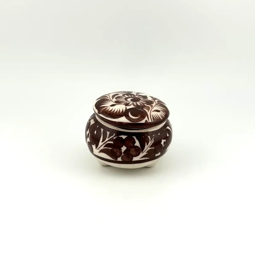 Tonala Pottery Lidded Trinket Box 2.5”x 2”
