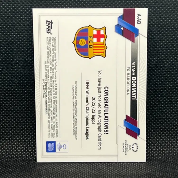Aitana Bonmati 2022/23 Topps Chrome UEFA Women Autograph Soccer Card Barcelona