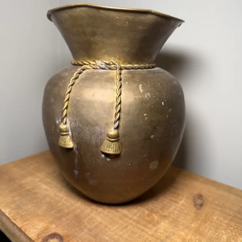 Brass Vase with Rope + Tassel Detail
