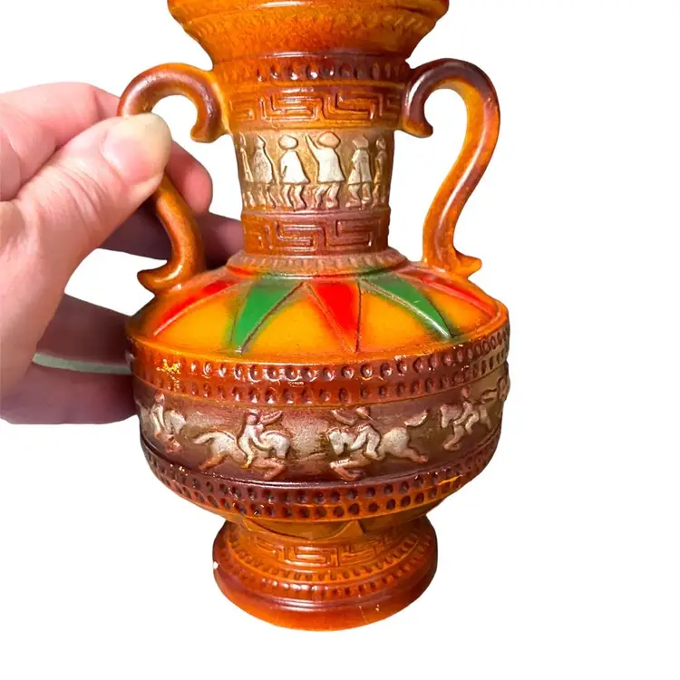 Vintage Ceramic 10 Inch Japanese Norleans Vase with Horses 