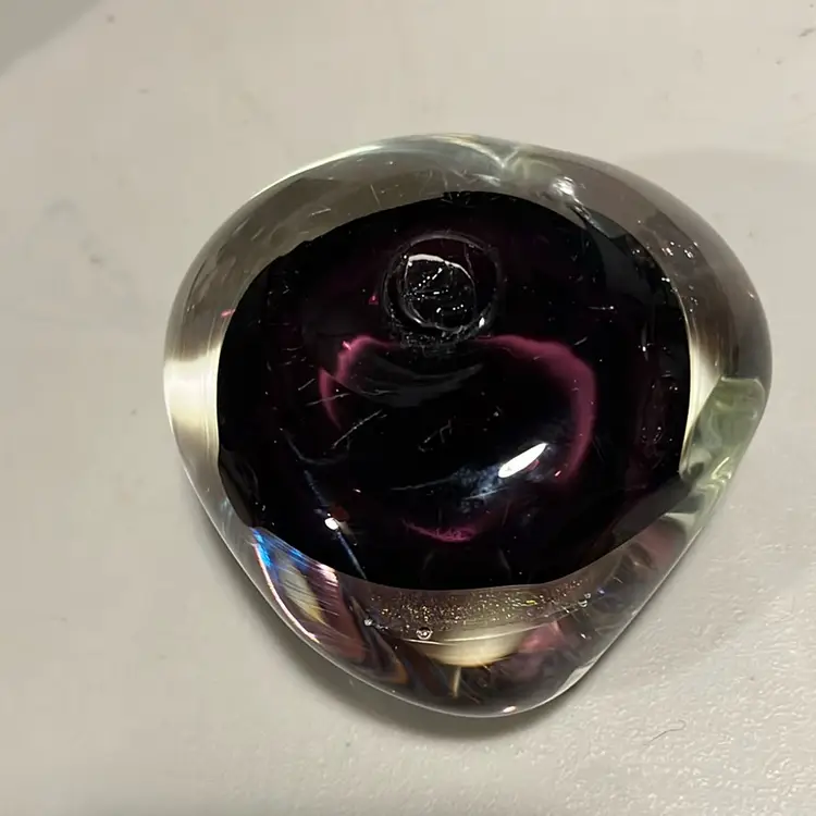 26a. Hand Blown Glass Purple Paperweight.