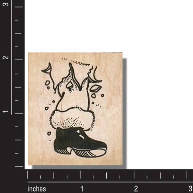Santa Foot Thru Ceiling Christmas Rubber Stamp