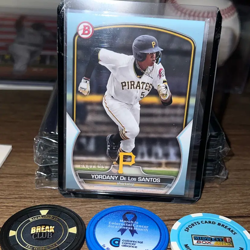Yordany De Los Santos 
2023 Bowman Sky Blue /499 Pittsburgh Pirates