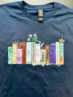 2XL - Navy - Taylor Albums Shirt - Hand Drawn Fan Design