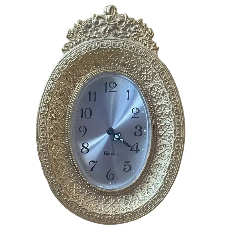 Vintage Bulova Gold Toned Oval Alam Clock