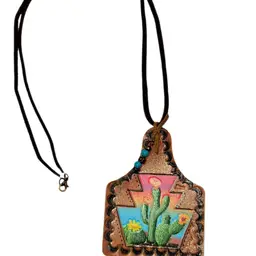 Necklace Sunset Cactus In Leather