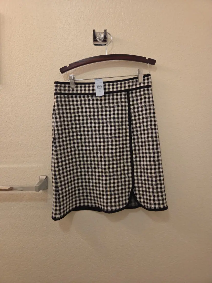 NWT Ann Taylor ladies 00P Black And White Gingham Check Skirt