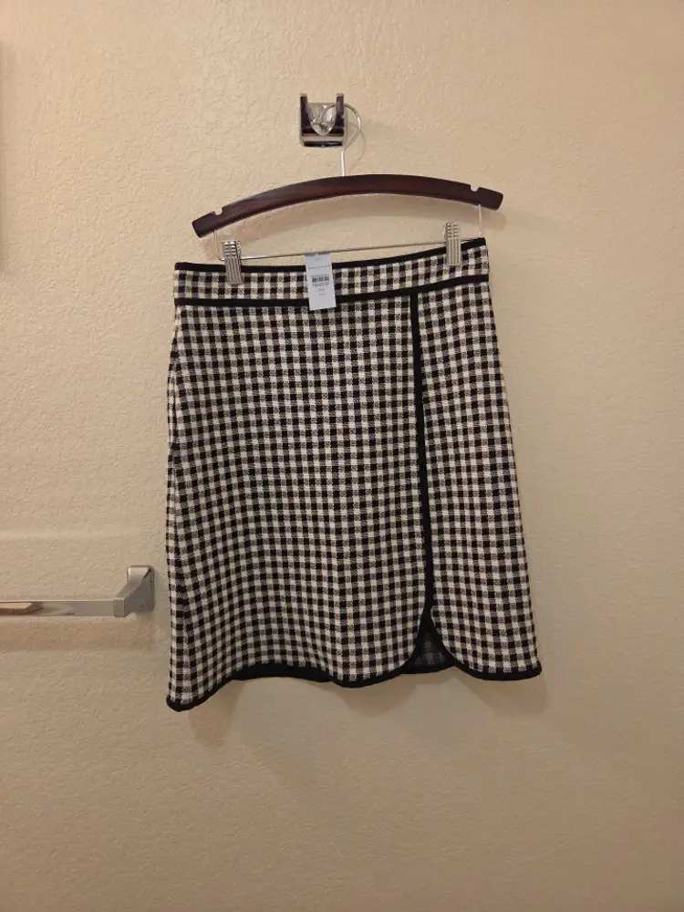 NWT Ann Taylor ladies 00P Black And White Gingham Check Skirt