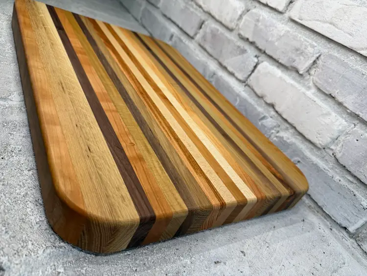 Large Handmade Indiana Hardwood Cutting Board – Walnut, Maple, Cherry, Oak, Ash & Honey Locust – 21¾” x 15” x 1¾” – Butcher Block Style