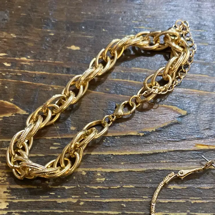 Gold Tone Bracelet Earrings