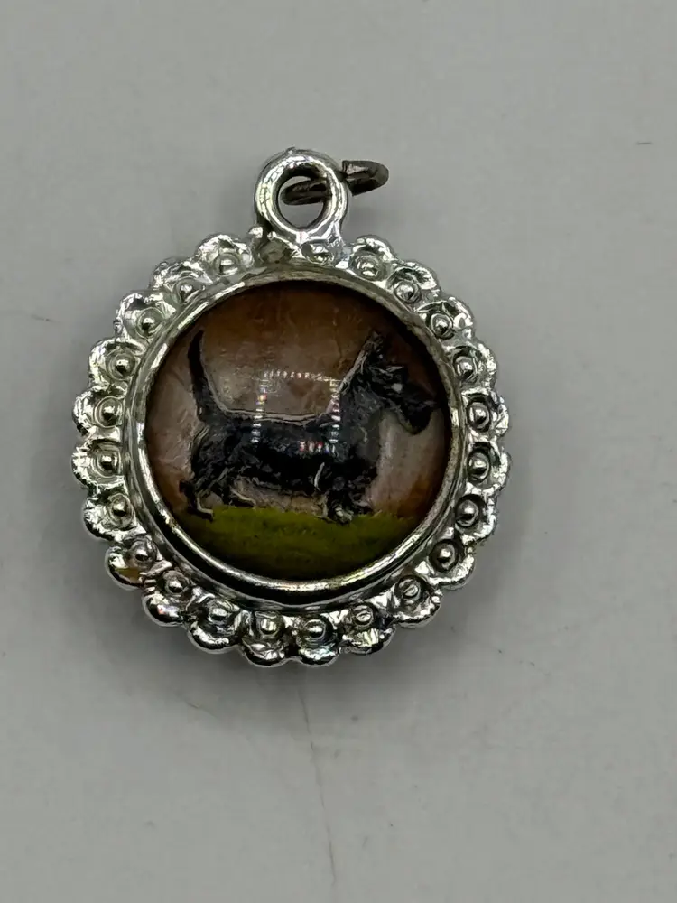 Silver Tone Butterfly Wing Pendant Palm Trees Scottie Dog