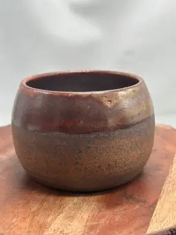 Pottery Stoneware Ombré Design Bowl Vessel Planter Shelf Sitter Signed