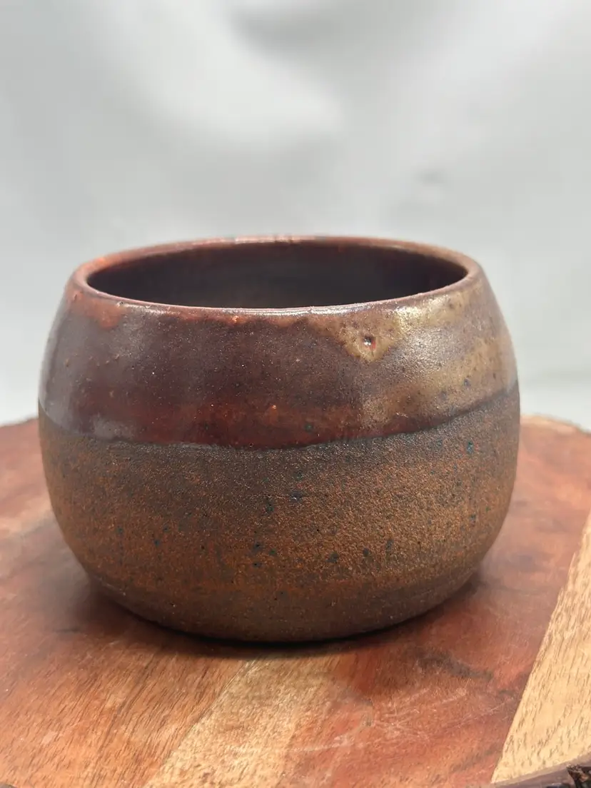 Pottery Stoneware Ombré Design Bowl Vessel Planter Shelf Sitter Signed