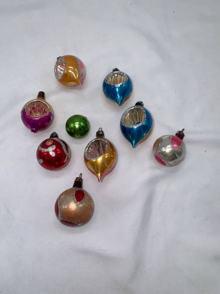 VTG Hand Blown Polish Dimple Mercury Glass Ornaments