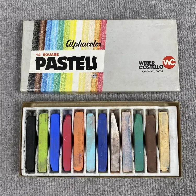 Vintage Weber Costello Alphacolor Square Pastels 12 Piece Art Drawing 107-007