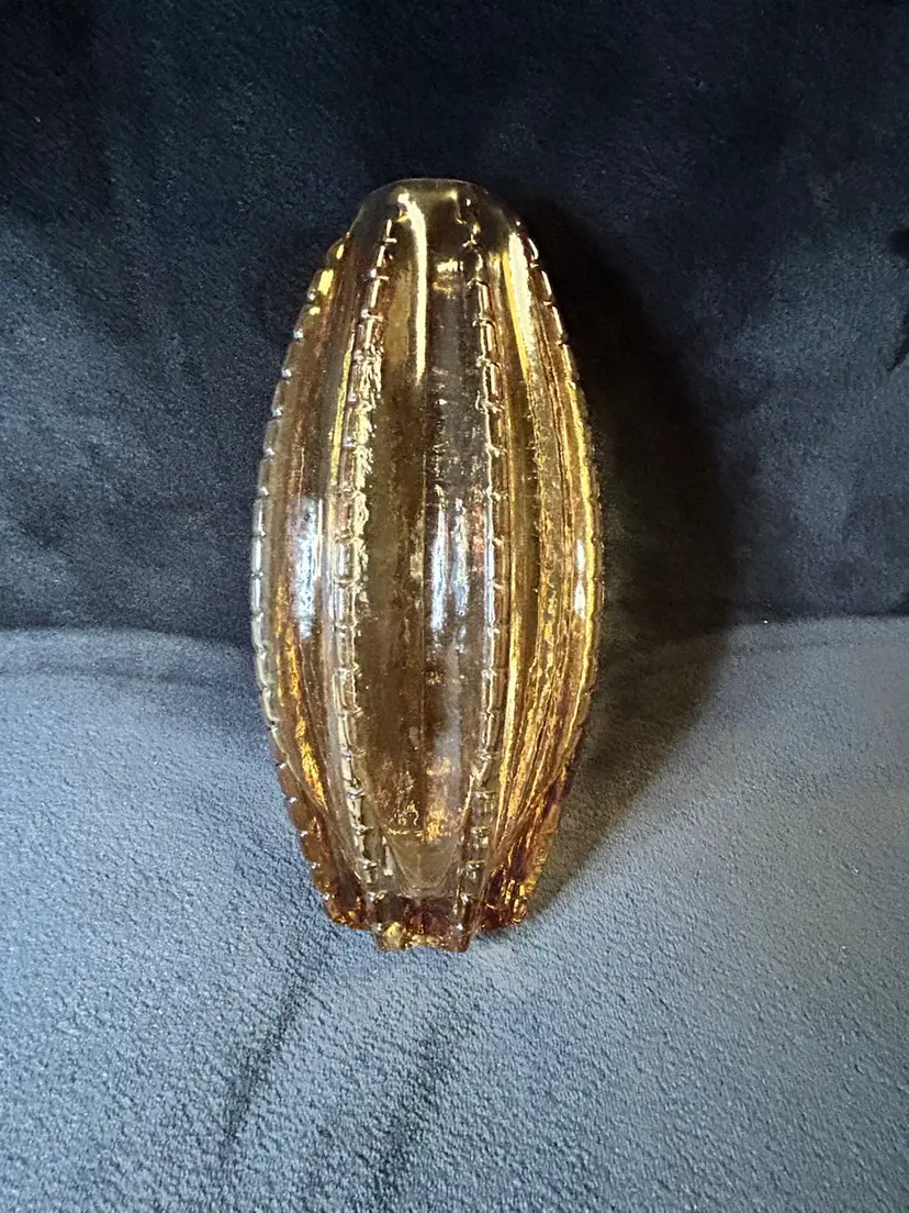 Pier 1 Ribbed Amber Glass Vase
