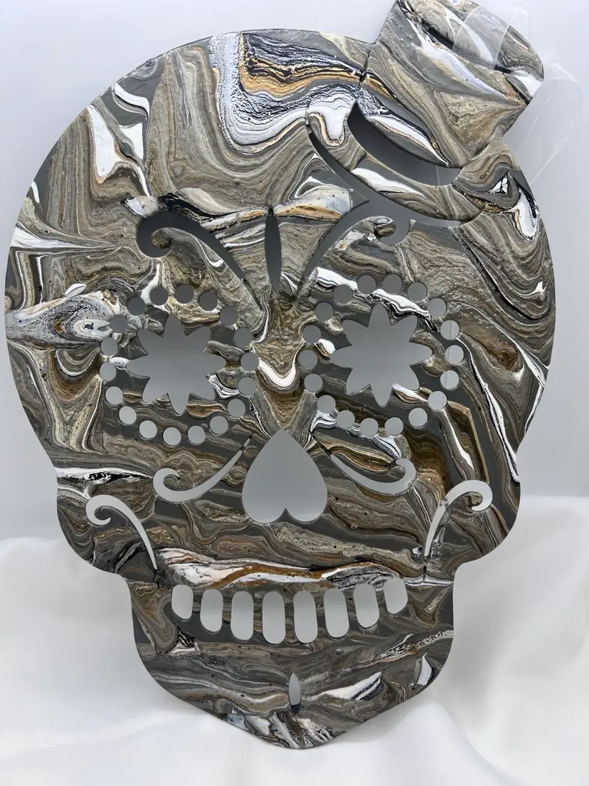 Original Artwork. Painted Wood Sugar Skull