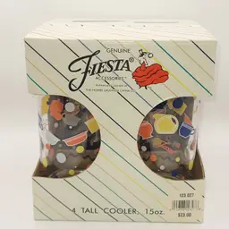 Vintage NOS Culver Fiesta Crockery Glass Tumblers Set of 4 NIB 15 oz 6 1/8 inch