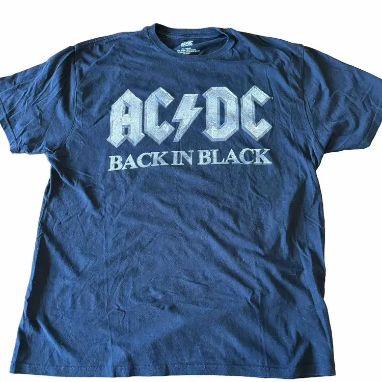 AC/DC Back in Black Logo T-Shirt Size XL Album Merch Rock Band Tee
