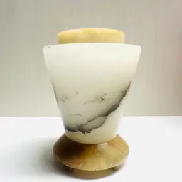 Vintage Marble Onyx Stone Lamp Base Incense Holder Flower Frog