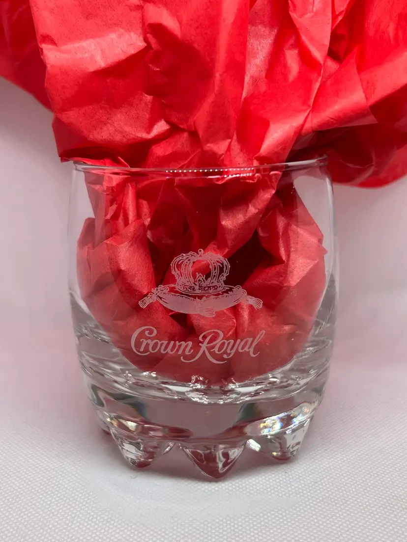 Crown Royal Whiskey (SET OF 4) Rocks Glasses Etched Crown & Heavy Base