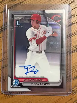 Tyson Lewis 2024 Bowman Chrome 1st Auto Plus Topps Pro Debut Auto Cincinnati Reds