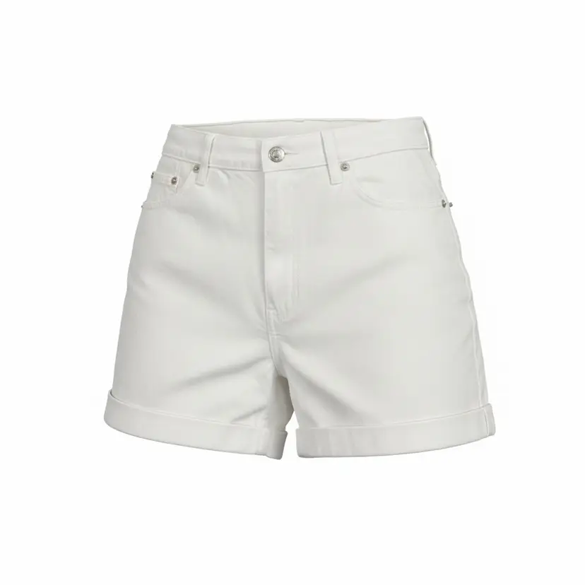 Cenza White Denim Shorts Womens Size 2 High Rise Cuffed Cotton Jean Shorts