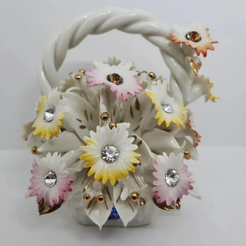 Porcelain Capodimonte Stilart, Longobardi de Gregorio Floral Basket, Italy