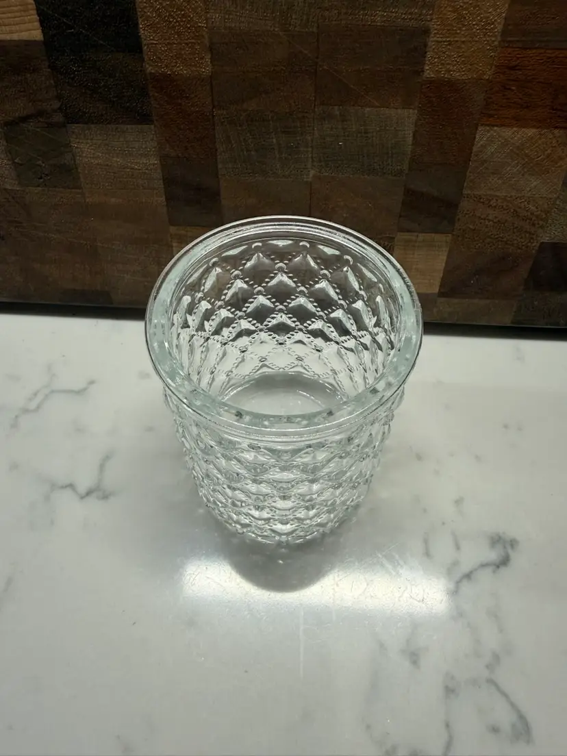 Agraria Cedar Rose Diamond Textured Clear Glass Candle Holder