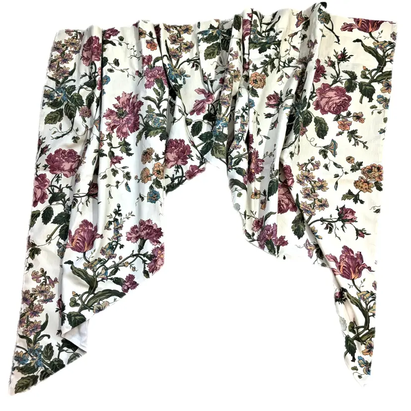 JCPenney Floral Lined Valance Rod Pocket Swag Tapper Beige Pink Gold Vintage