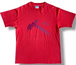 Vintage 90s Aspen T Shirt Single Stitch Red Sz Large Mountain Fade Distressed