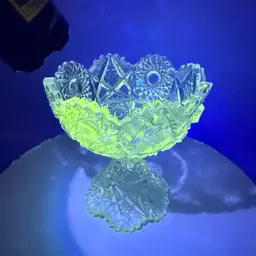 Antique EAPG Westmoreland "Deep Cut" #666 Compote | 5"x 5” | Manganese UV Glow