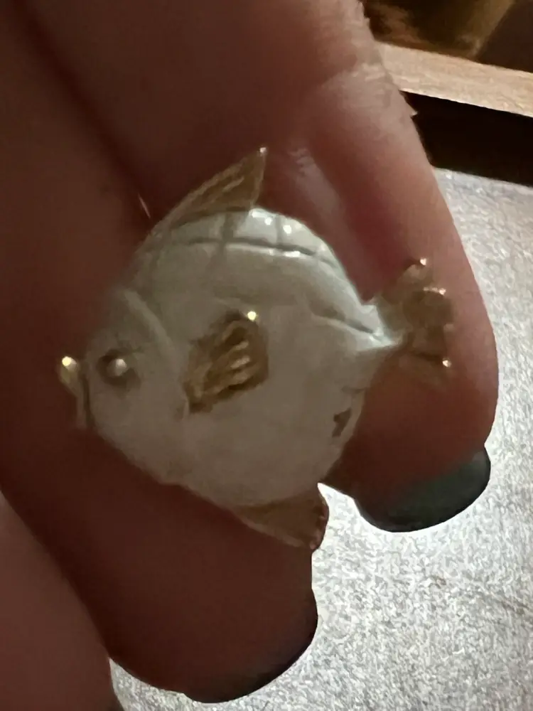 Gold Tone White Enamel Angel Fish Pin