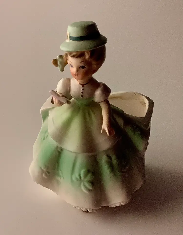 Vintage Relpo Shamrock Lady Planter K1519