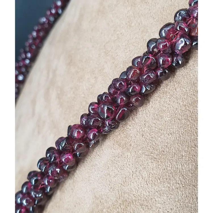 Vintage Red Bohemian Garnet Gemstone necklace 26"