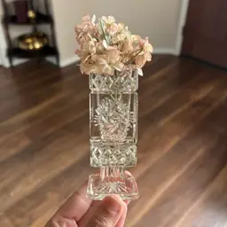 Vintage ABP Lead Crystal Footed Square Bud Vase