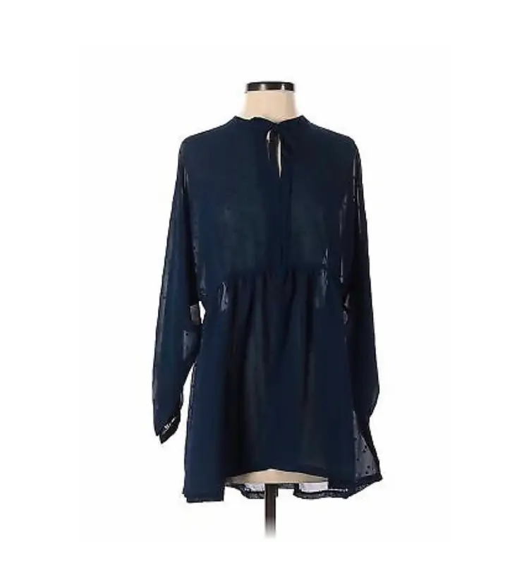 Oversized Navy Textured Chiffon Blouse