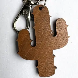 New Wooden Cactus Keychain